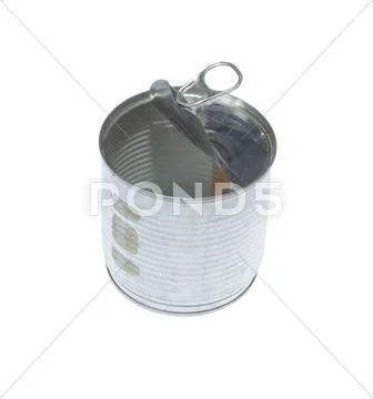 Open tin isolated on white background Stock Photos