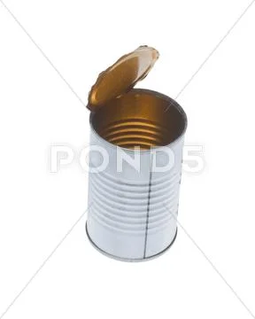 Open tin isolated on white background Stock Photos