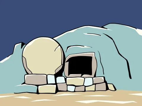 The open tomb of Jesus Christ. Easter, resurrection. Religious holiday Stock Illustration