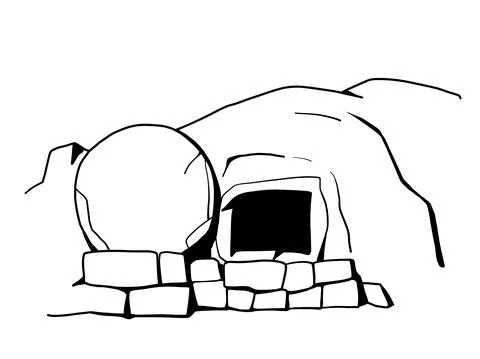 The open tomb of Jesus Christ. Easter, resurrection. Religious holiday Stock Illustration