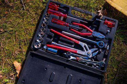 Open Tool Box On Forest Ground Stock Photos