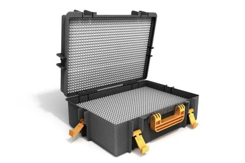 Open tools case 3d render on white background Stockillustratie