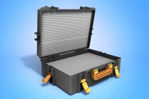 Open tools case 3d render on blue background Stockillustratie