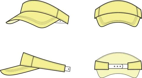 Open top baseball cap. Front, side, back. Stock Illustration