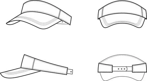 Open top baseball cap. Front, side, back. Stock Illustration