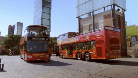 Open top bus stopped at Ceasars Palace Stock Footage 104522500
