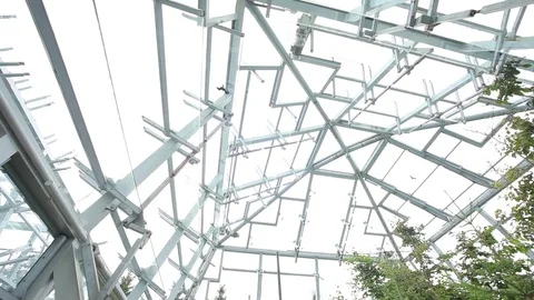 Open top chambers for climate change research, technology, carbon science, man Stock Footage 69930649