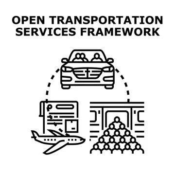Open transportation services framework concept illustrating mobility solution Stock Illustration
