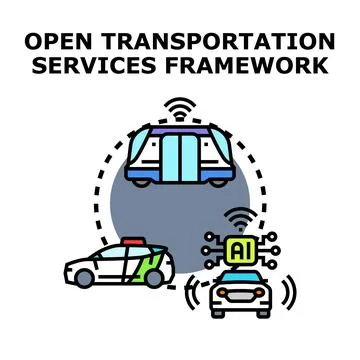 Open transportation services framework developing future mobility Stock Illustration