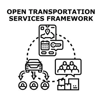 Open transportation services framework for sharing economy 스톡 일러스트