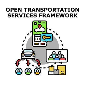 Open transportation services framework for sharing economy 스톡 일러스트