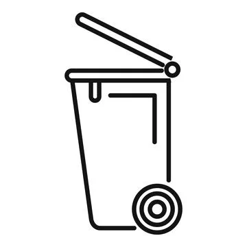 Open trash bin with one wheel is waiting for garbage イラスト素材
