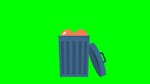 Open trash can, lid of the trash can. Red heart falls into a trash can. Breakup Video stock 279057265