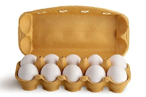 Open tray with eggs front view Stock Photos