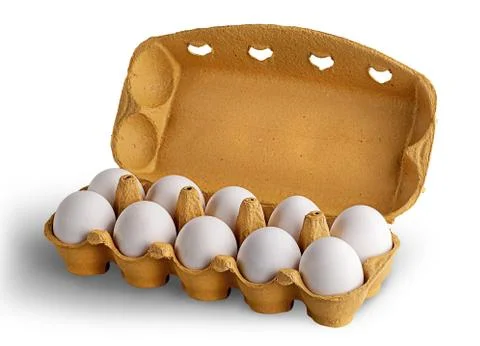 Open tray with eggs rotated Stock Photos