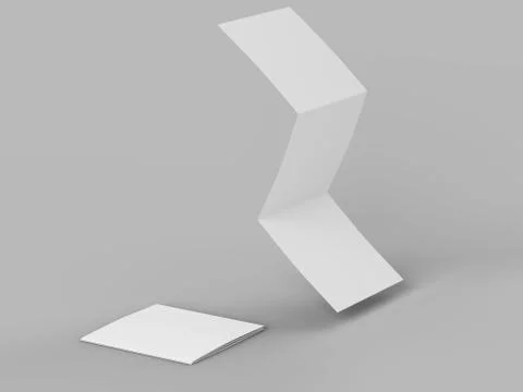 Open tri-folded leaflet in square format. 3d illustration Stock Illustration