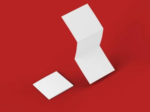 Open tri-folded leaflet in square format. 3d illustration Illustrazione stock
