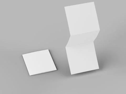 Open tri-folded leaflet in square format. 3d illustration Stock Illustration