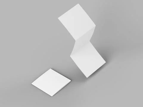 Open tri-folded leaflet in square format. 3d illustration Stock Illustration