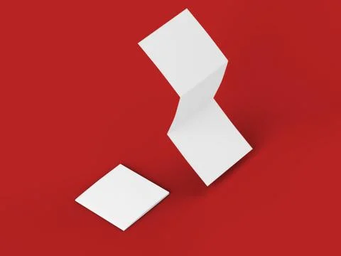 Open tri-folded leaflet in square format. 3d illustration Illustrazione stock