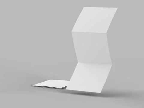 Open tri-folded leaflet in square format. 3d illustration Stock Illustration