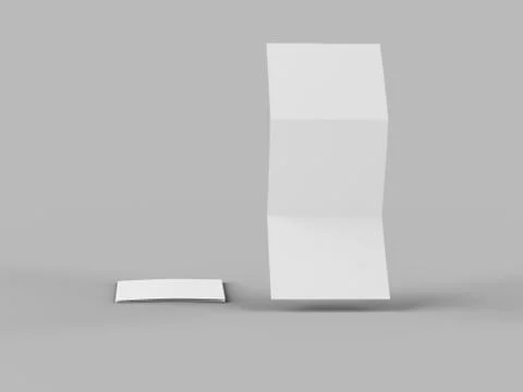 Open tri-folded leaflet in square format. 3d illustration Illustrazione stock