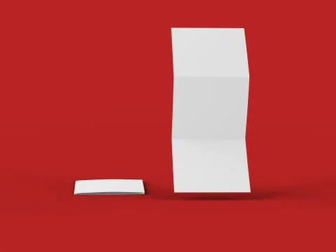 Open tri-folded leaflet in square format. 3d illustration Illustrazione stock