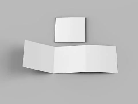 Open tri-folded leaflet in square format. 3d illustration Stock Illustration