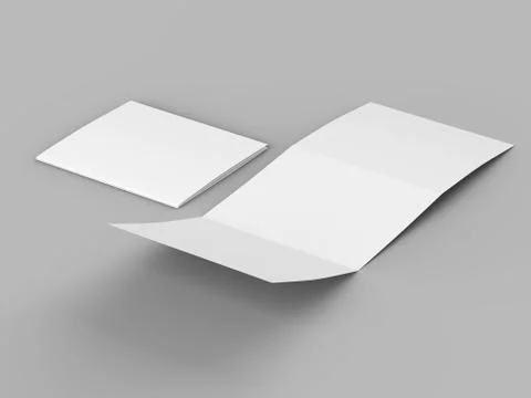 Open tri-folded leaflet in square format. 3d illustration Stock Illustration