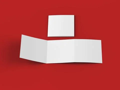 Open tri-folded leaflet in square format. 3d illustration Stock Illustration