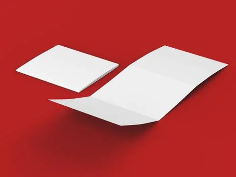 Open tri-folded leaflet in square format. 3d illustration Stock Illustration