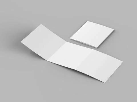 Open tri-folded leaflet in square format. 3d illustration Stock Illustration