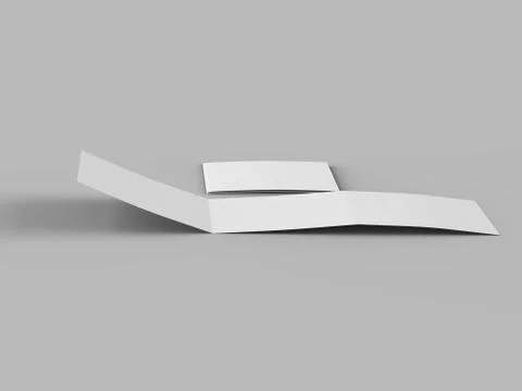 Open tri-folded leaflet in square format. 3d illustration Stock Illustration