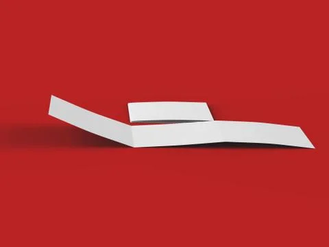 Open tri-folded leaflet in square format. 3d illustration Stock Illustration