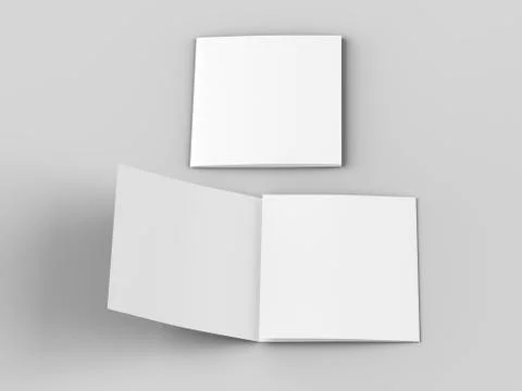 Open tri-folded leaflet in square format. 3d illustration Stock Illustration