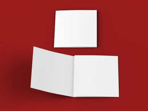 Open tri-folded leaflet in square format. 3d illustration Stock Illustration