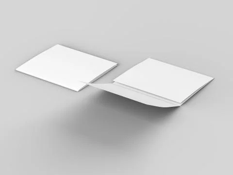 Open tri-folded leaflet in square format. 3d illustration Stock Illustration
