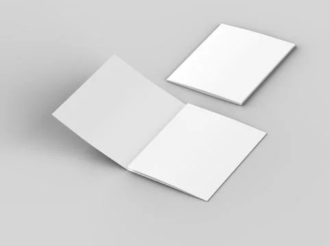 Open tri-folded leaflet in square format. 3d illustration Stock Illustration