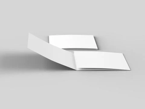 Open tri-folded leaflet in square format. 3d illustration Stock Illustration