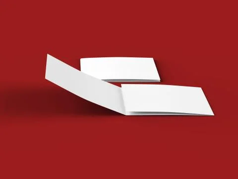 Open tri-folded leaflet in square format. 3d illustration Stock Illustration