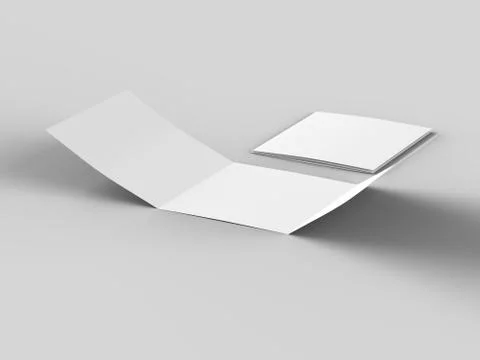 Open tri-folded leaflet in square format. 3d illustration Stock Illustration
