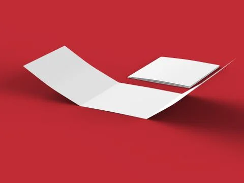 Open tri-folded leaflet in square format. 3d illustration Stock Illustration