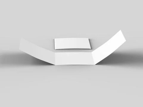 Open tri-folded leaflet in square format. 3d illustration Stock Illustration