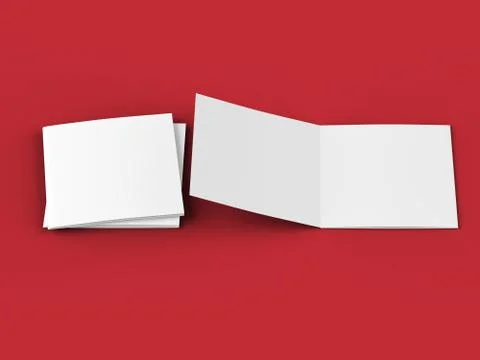 Open tri-folded leaflet in square format. 3d illustration Stock Illustration