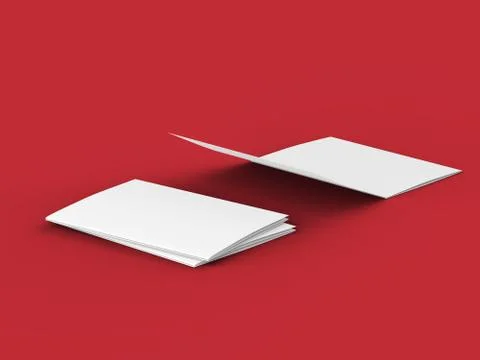 Open tri-folded leaflet in square format. 3d illustration Illustrazione stock