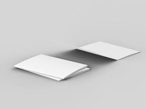 Open tri-folded leaflet in square format. 3d illustration Stock Illustration