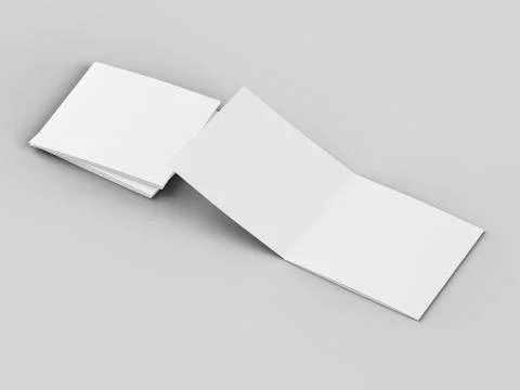 Open tri-folded leaflet in square format. 3d illustration Stock Illustration