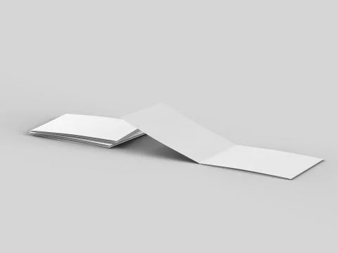 Open tri-folded leaflet in square format. 3d illustration Illustrazione stock