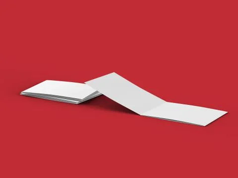 Open tri-folded leaflet in square format. 3d illustration Illustrazione stock