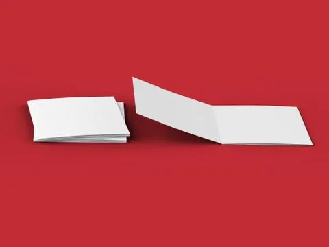 Open tri-folded leaflet in square format. 3d illustration Stock Illustration